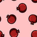 Cute cartoon flat style pomegranate seamless pattern Royalty Free Stock Photo