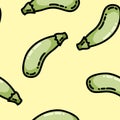 Cute cartoon flat style squash zucchini seamless pattern Royalty Free Stock Photo