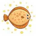 Cute cartoon flatfish isolated.