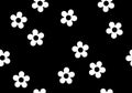 Cute cartoon flower black and white monochrome seamless pattern. Daisy floral organic form and other elements in trendy playful