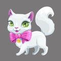 Cute cartoon fluffy white cat icon. Royalty Free Stock Photo