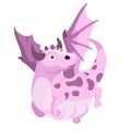 Cute cartoon flying dragon. Pink dragon isolated on white background. Royalty Free Stock Photo