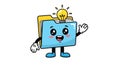 Cute Cartoon Folder with Lightbulb Idea Concept Royalty Free Stock Photo