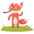 Cute cartoon fox character. Wild forest animal collection. Baby education. Isolated. White background.