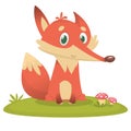 Cute cartoon fox character. Wild forest animal collection. Baby education. Isolated.