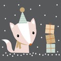 Cute cartoon fox with presents Royalty Free Stock Photo