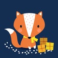 Cute print scandinavian fox Royalty Free Stock Photo