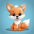 cute cartoon fox vector illustration on blue background Royalty Free Stock Photo