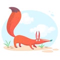 Cute cartoon fox. Vector illustration of fox sitting. Great for decoration or sticker design. Royalty Free Stock Photo