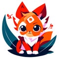 Cute cartoon fox. Vector illustration isolated on a white background. Generative AI Royalty Free Stock Photo