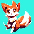 Cute cartoon fox. Vector illustration in cartoon style. Isolated on blue background. Generative AI Royalty Free Stock Photo