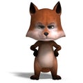 The cute cartoon fox is very smart and clever. 3D