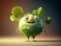 Cute Cartoon fresh cabagge Character. Generative Ai Royalty Free Stock Photo