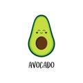 Cute cartoon fresh healthy avocado vector