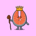 Cute cartoon fresh salmon mascot as wise king