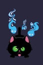 Black cat and ghost wisps