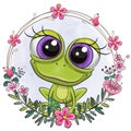 Cute cartoon Frog with a flower wreath