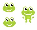 Cute cartoon frog icons isolated on white