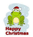 Cute cartoon frog in Santa hat isolated on white background Royalty Free Stock Photo