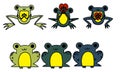 Cute cartoon frog set, smiling and croaking frames. Simple flat style illustration Royalty Free Stock Photo