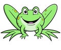 Cute cartoon frog smiling and looking forward