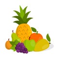 Cute cartoon fruits set in flat style Royalty Free Stock Photo