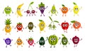 Cute cartoon fruits set in flat style isolated on white background. Royalty Free Stock Photo