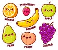 Cute cartoon fruits set