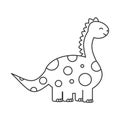 Cute cartoon funny black and white dinosaur vector illustration for coloring art Royalty Free Stock Photo