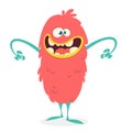 Cute cartoon furry colorful monster. Vector illustration. Royalty Free Stock Photo