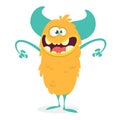 Cute cartoon furry colorful monster. Vector illustration. Royalty Free Stock Photo