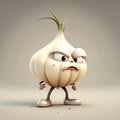 Cute Cartoon Garlic Character, Generative AI Royalty Free Stock Photo