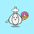 Cute cartoon Garlic chef character donuts