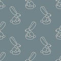 Cute cartoon unisex rabbit balloon animal background. Hand drawn simple boho celebration party home decor. Gender