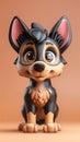 Cute Cartoon German Shepherd Puppy with Floppy Ears and Big Eyes Adorable 3D Rendered Dog Illustration on Warm Background for Kids Royalty Free Stock Photo