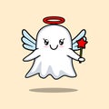 Cute Cartoon ghost character in the form of fairy