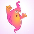 Cute cartoon ghost. Halloween vector pink monster Royalty Free Stock Photo