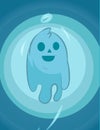 Cute cartoon ghost with a smiling happy face. Royalty Free Stock Photo
