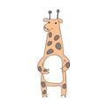 Cute cartoon giraffe character, vector isolated illustration in simple style. Royalty Free Stock Photo