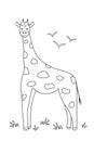 Cute cartoon giraffe, coloring book for kids. Vector illustration of an African animal isolated on white Royalty Free Stock Photo