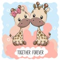 Cute Cartoon giraffes boy and girl