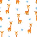 Cute cartoon giraffes seamless pattern.
