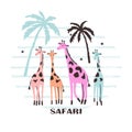 Cute cartoon giraffes vector illustration. Safari baby print