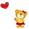 Cute Cartoon Girl Bear Holding Love Balloon Royalty Free Stock Photo