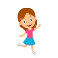 cute cartoon girl expresses happy joy