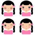 Cute Cartoon Girl Facial Expression