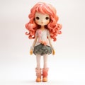 Cute Cartoon Girl Figurine With Orange Hair And Dress