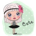 Cute Cartoon Girl with a flower Royalty Free Stock Photo