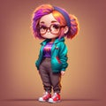 A cute cartoon girl geek - Generated by Generative AI