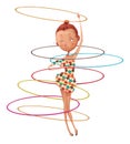 Cute cartoon girl with hoops